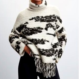 Cozy Black and White Turtleneck Sweater